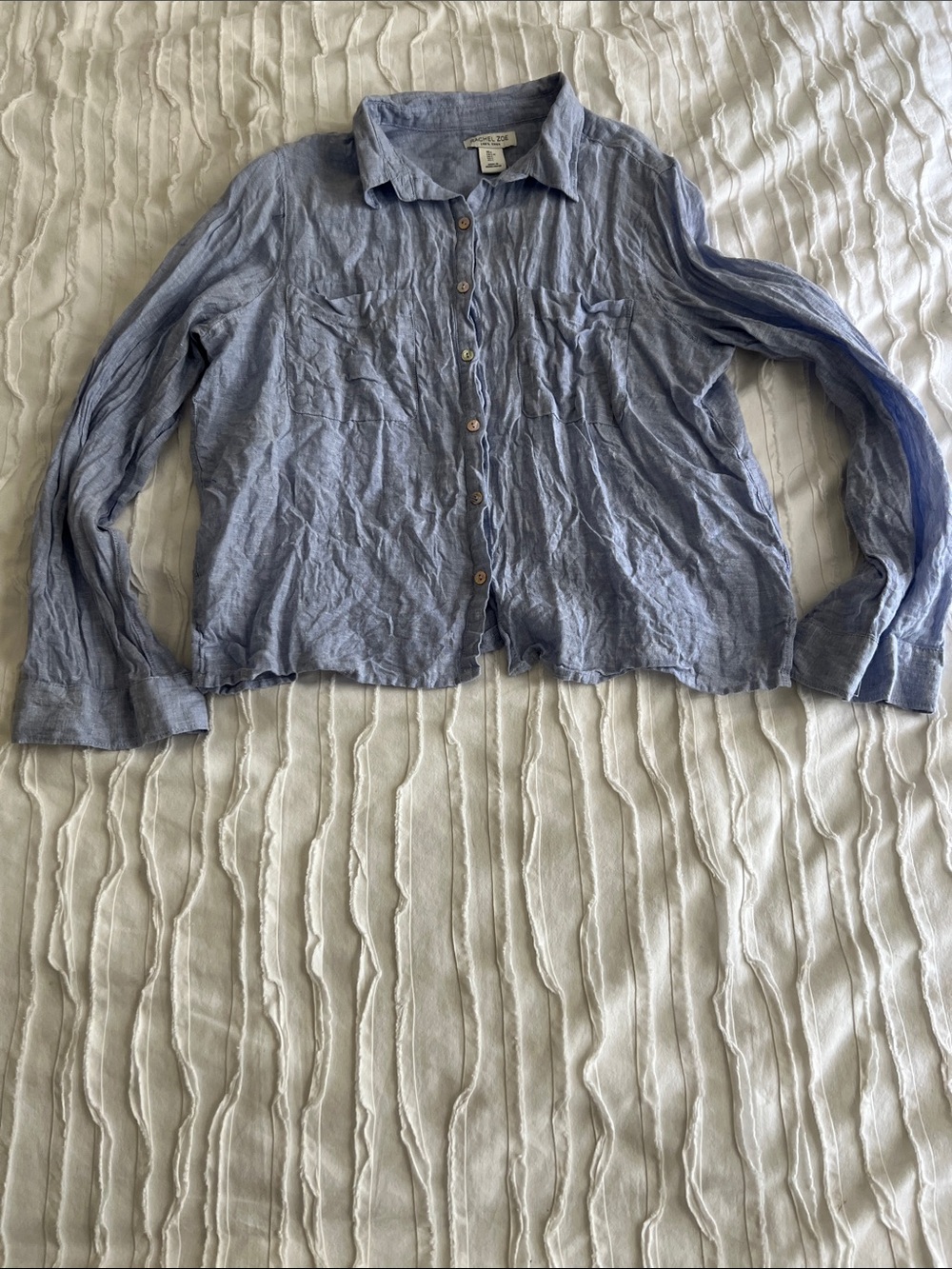 Rachel Zoe Light Blue Linen Button-Up Shirt